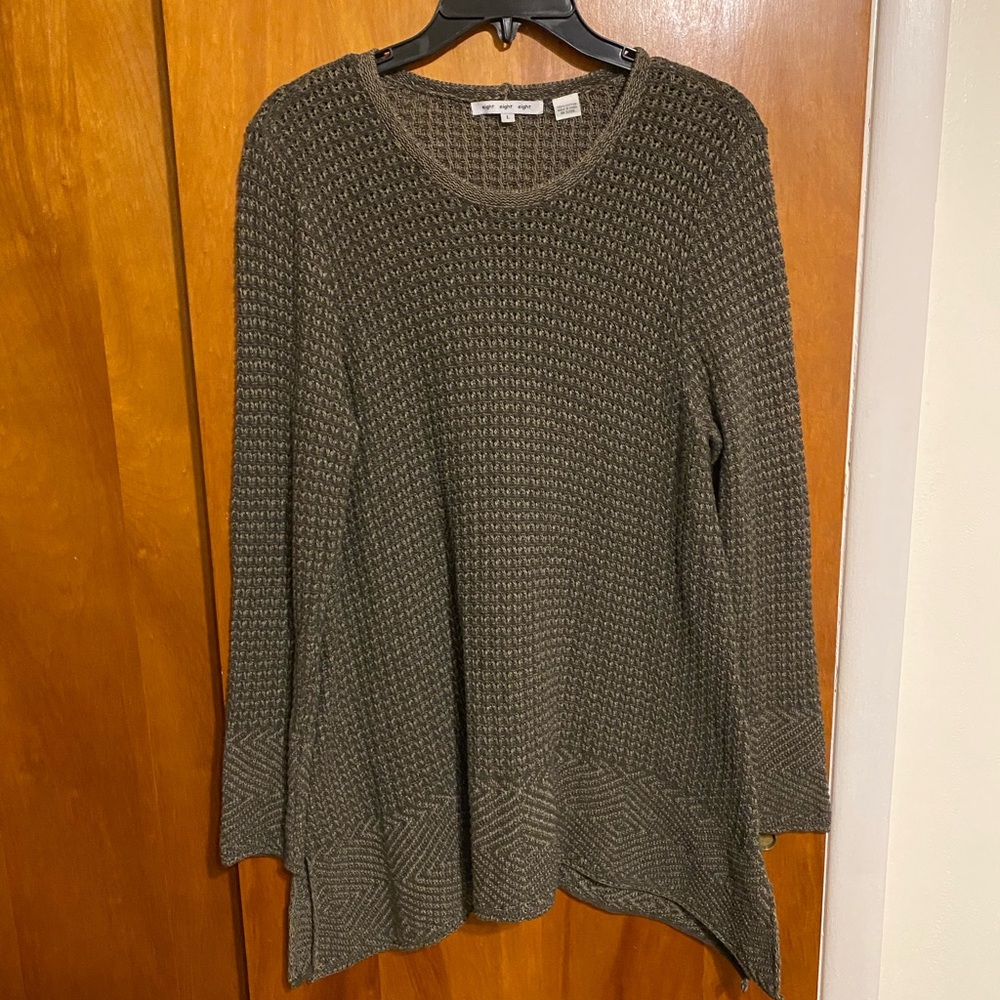 Eight Eight Eight (Anthropologie) Olive Knit Long Sleeve Top, Sweater, Women(M)